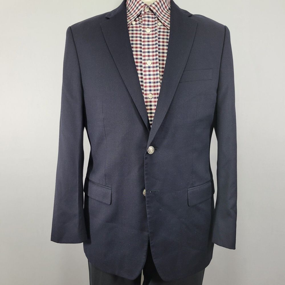 Michael Kors Men's Sport Coat Blazer Two Button Deep Navy Polyester Wool 40R